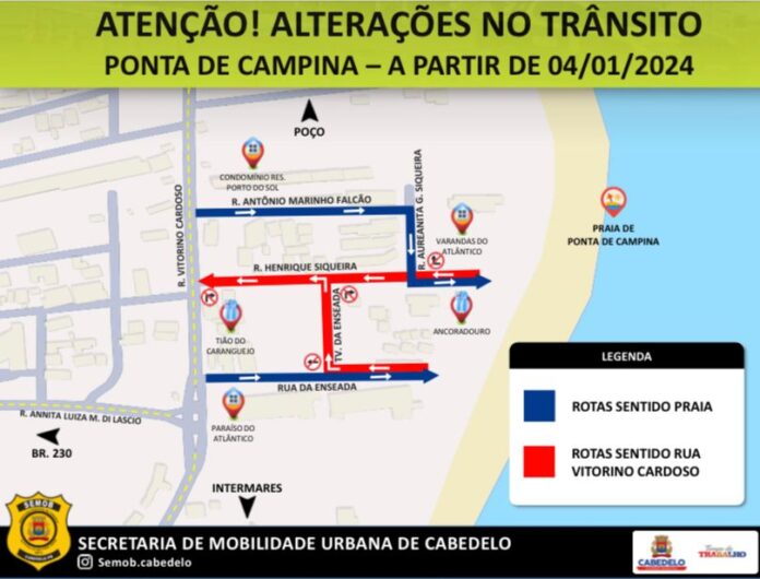 ALTERAÇÃO: Ruas em Ponta de Campina passarão a funcionar apenas como mão única