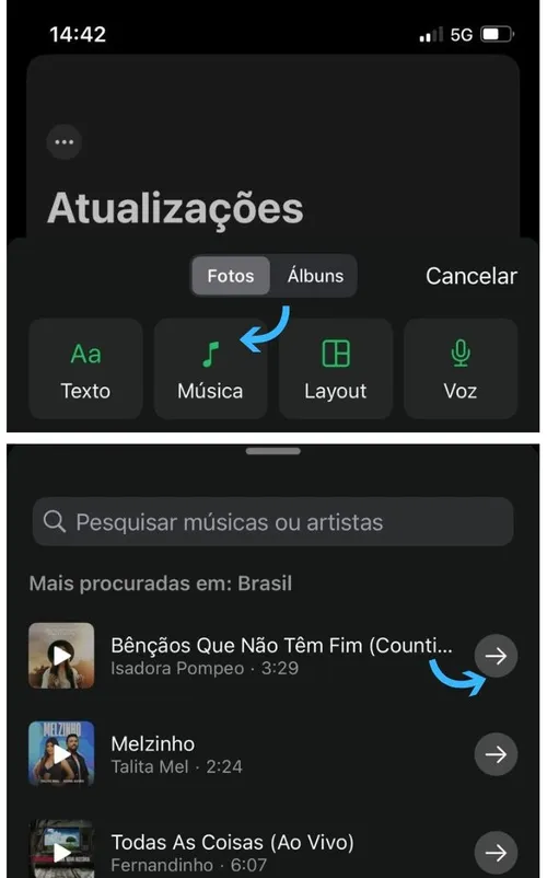
				
					Nova atualização do WhatsApp permite colocar música no status; veja como funciona
				
				
