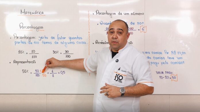 videoaula de matemática explica como calcular porcentagem